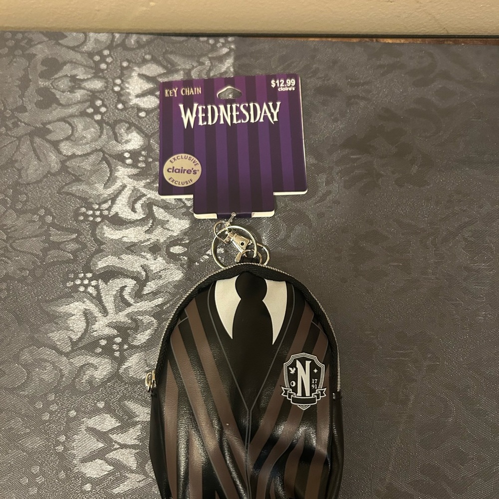 Claire's  Wednesday Purple and White coin purse Keychain